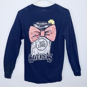 CAVENDER’S Navy Blue Mason Jar Long Sleeve Gildan Graphic T-Shirt Small